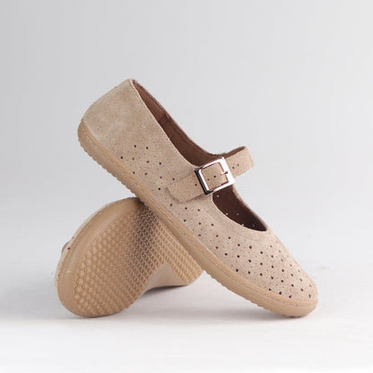 Froggie Shoes Shoes Mary Jane Barefoot Shoe with Removable Footbed in Beige - 13011