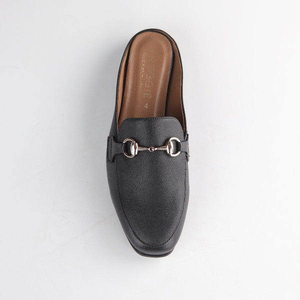 Women's Leather Mule Loafers – Gold Horsebit – Froggie Shoes