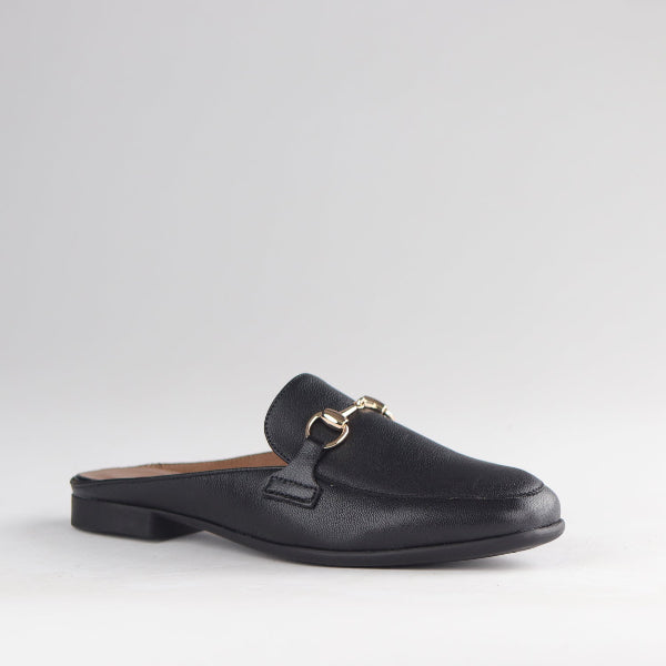 Froggie Shoes Shoes Open back mule with gold trim in Black - 12977