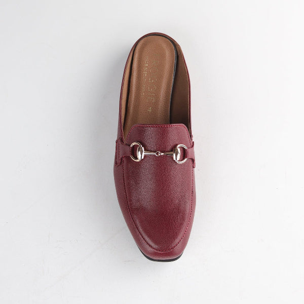 Froggie Shoes Shoes Open back mule with gold trim in Burgundy - 12977
