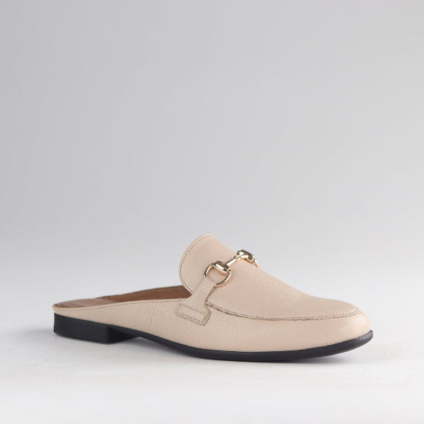 Women's Leather Mule Loafers – Gold Horsebit – Froggie Shoes