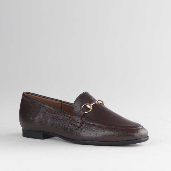 Closed Loafer with gold trim in Brown - Froggie | Leather Shoes