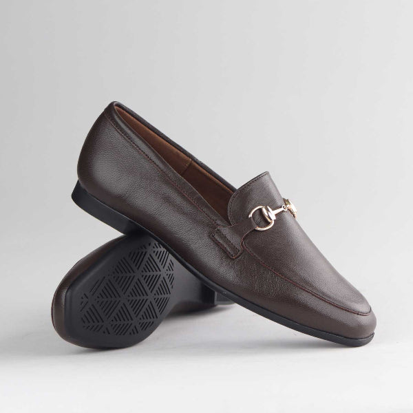 Froggie Shoes Shoes Closed Loafer with gold trim in Brown - 12976