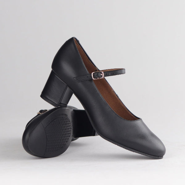 Women's Leather Mary Jane Court – 50mm Block Heel Comfort