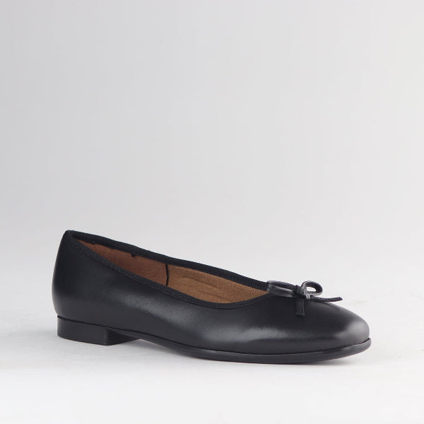 Froggie Shoes Shoes Soft Square Toe Ballerina Flat Pump with Bow in Black Multi- 13030