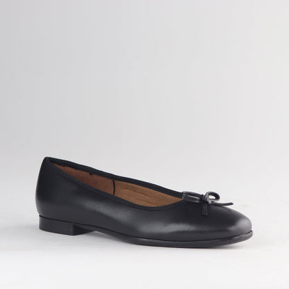 Froggie Shoes Shoes Soft Square Toe Ballerina Flat Pump with Bow in Black Multi- 13030