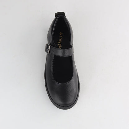 Froggie Shoes Shoes Girls School Shoe with Buckle in Black  - 11441