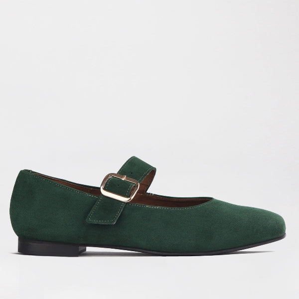 Froggie Shoes Shoes 12959 / Pine / 3 Mary Jane Suede Flat in Pine - 12959