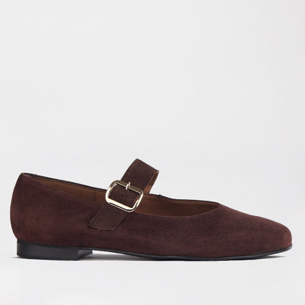Froggie Shoes Shoes Mary Jane Suede Flat in Brown - 12959
