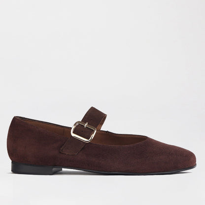 Froggie Shoes Shoes Mary Jane Suede Flat in Brown - 12959