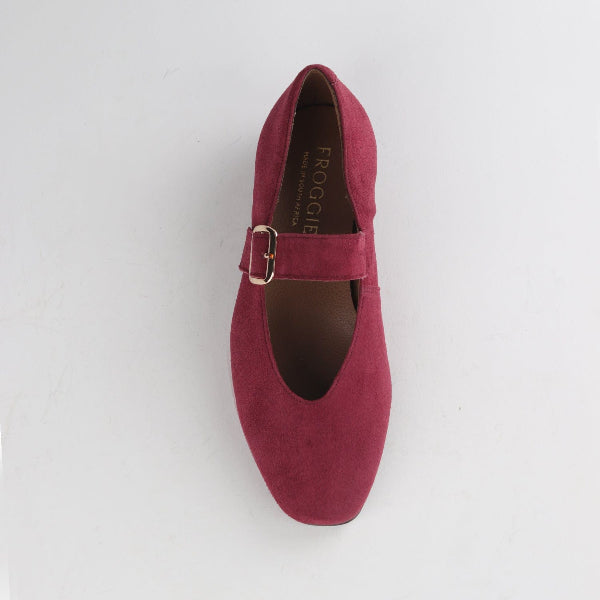 Froggie Shoes Shoes Mary Jane Suede Flat in Burgundy - 12959