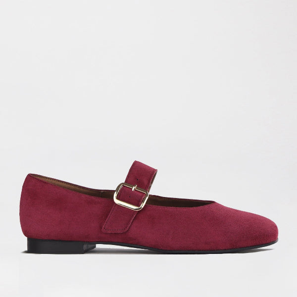 Froggie Shoes Shoes Mary Jane Suede Flat in Burgundy - 12959