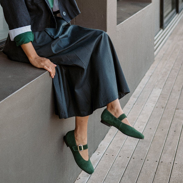 Froggie Shoes Shoes Mary Jane Suede Flat in Pine - 12959