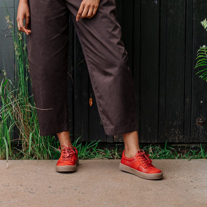 Froggie Shoes Shoes Retro Lace-up Sneaker in Scarlet Multi -12989