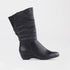 Factory Shop Shoes 4 / Black / 12527 Ruched Mid-calf Boot in Black – 12527