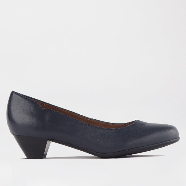 Factory Shop Shoes 4 / Navy / 12635 Mid-Heel Court Shoe in Navy - 12635
