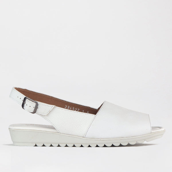 Factory Shop Shoes 4 / White / 12870 Peep Toe Slingback Sandal in White - 12870