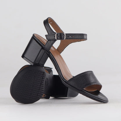 Factory Shop Shoes Block Heel Slingback Sandal in black - 12549