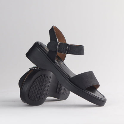 Factory Shop Shoes Chic Leather Strappy Sandals in Black - 12936