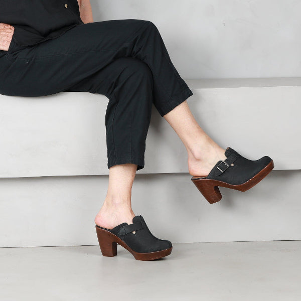 Factory Shop Shoes Clog sandal heel in Black - 12937