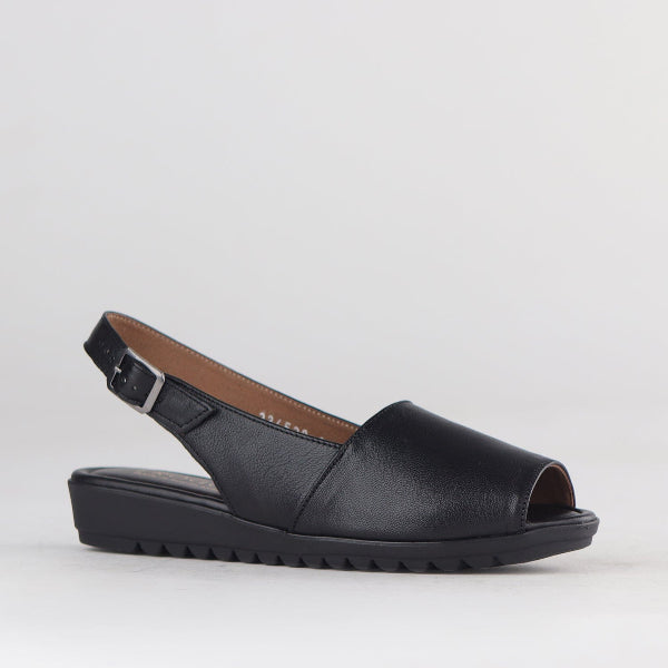 Factory Shop Shoes Peep Toe Slingback Sandal in Black - 12870