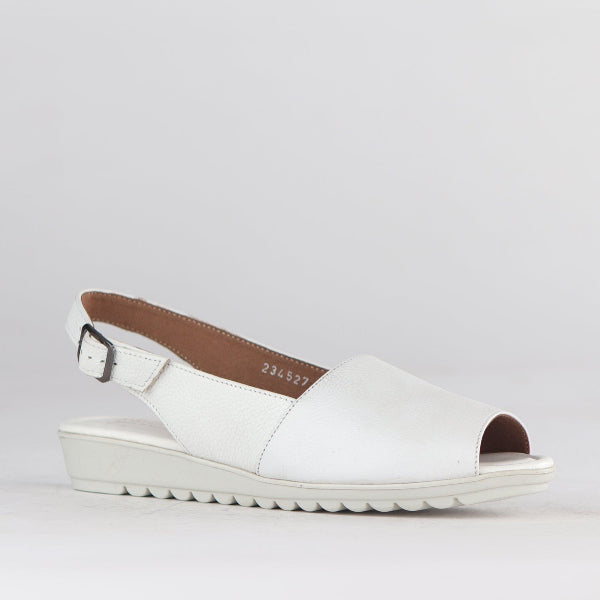 Factory Shop Shoes Peep Toe Slingback Sandal in White - 12870