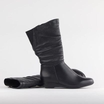 Factory Shop Shoes Ruched Mid-calf Boot in Black – 12527