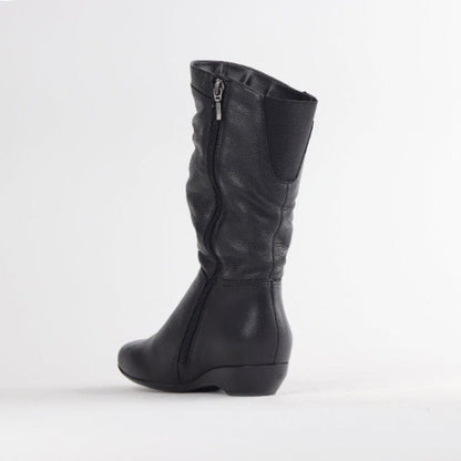 Factory Shop Shoes Ruched Mid-calf Boot in Black – 12527