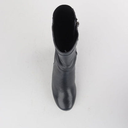 Factory Shop Shoes Ruched Mid-calf Boot in Navy – 12527
