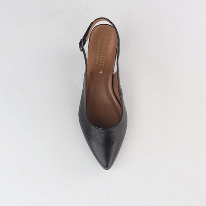 Factory Shop Shoes Slingback Kitten Heel in Black - 12576