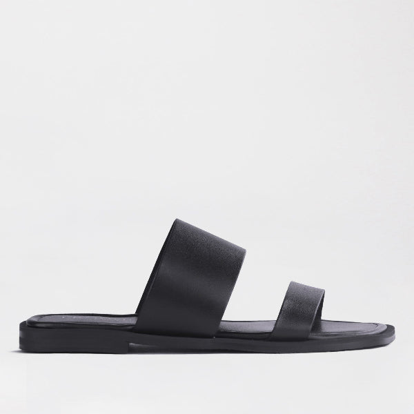 Froggie Shoes Shoes 4 / Black / 12890 Grecian inspired Flat Mule Sandal in Black - 12890