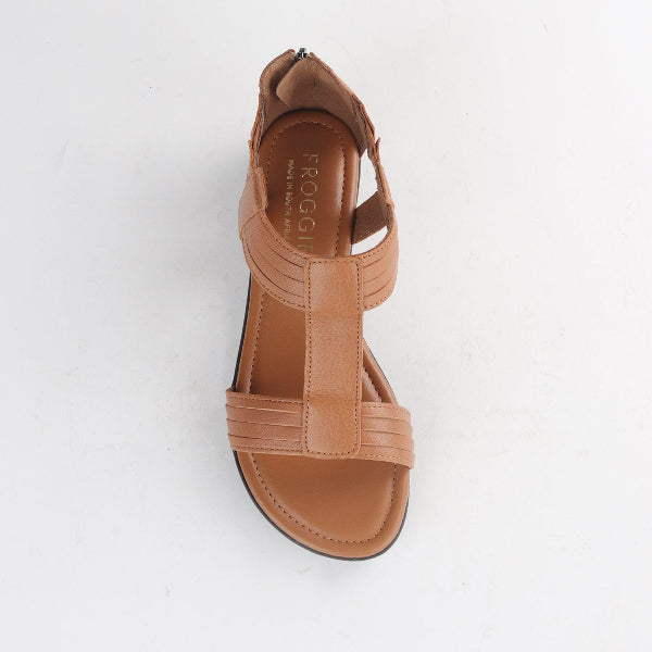 Froggie Shoes Shoes Close Back T-Bar Flat Sandal in Tan - 12886