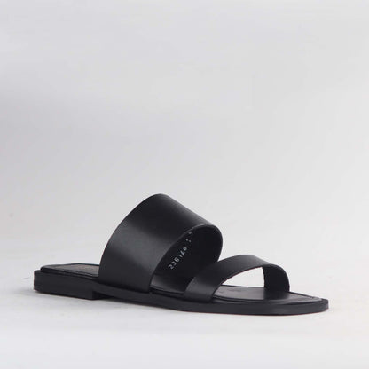 Froggie Shoes Shoes Grecian inspired Flat Mule Sandal in Black - 12890