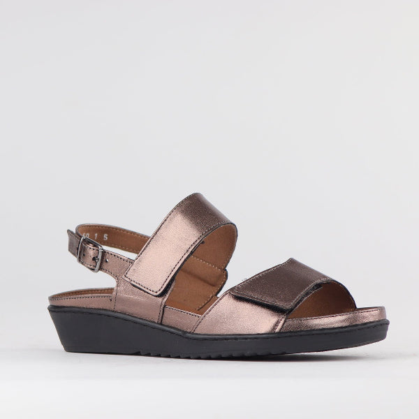 Froggie Shoes Shoes 2-Strap Sandal with Removable Footbed in Lead Metallic - 12655