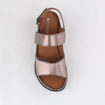 Froggie Shoes Shoes 2-Strap Sandal with Removable Footbed in Lead Metallic - 12655