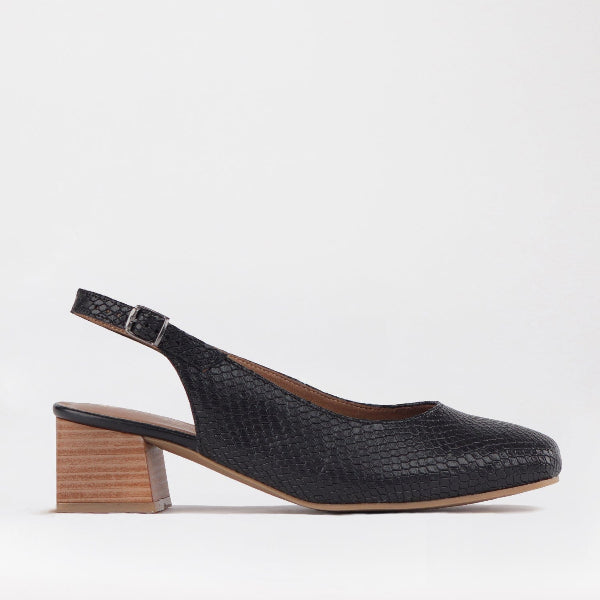 Froggie Shoes Shoes 3 / Black / 12595 Block Heel Slingback in Black - 12595