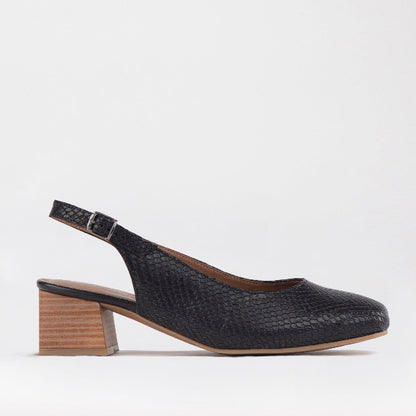 Froggie Shoes Shoes 3 / Black / 12595 Block Heel Slingback in Black - 12595