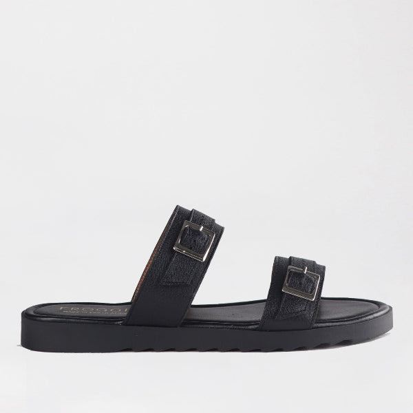Factory Shop Shoes 3 / Black / 12919 Double Buckle Slide in Black - 12919