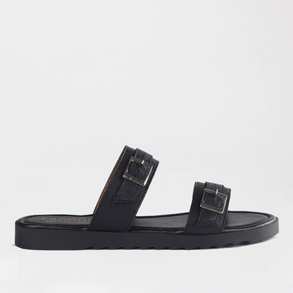 Factory Shop Shoes 3 / Black / 12919 Double Buckle Slide in Black - 12919