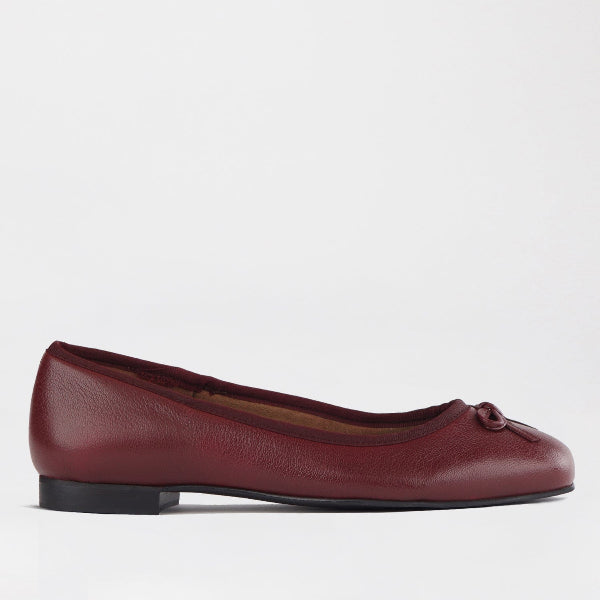 Froggie Shoes Shoes 3 / Burgundy Multi / 12796 Soft Square Toe Ballerina Flat Pump with Bow in Burgundy Multi- 12796
