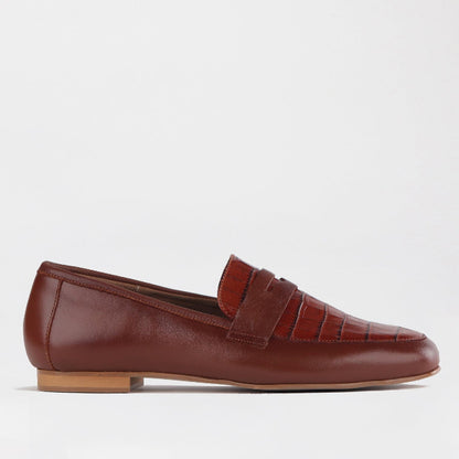 Froggie Shoes Shoes 3 / Chestnut Multi / 12587 Croc Penny Loafer in Chestnut Multi - 12587