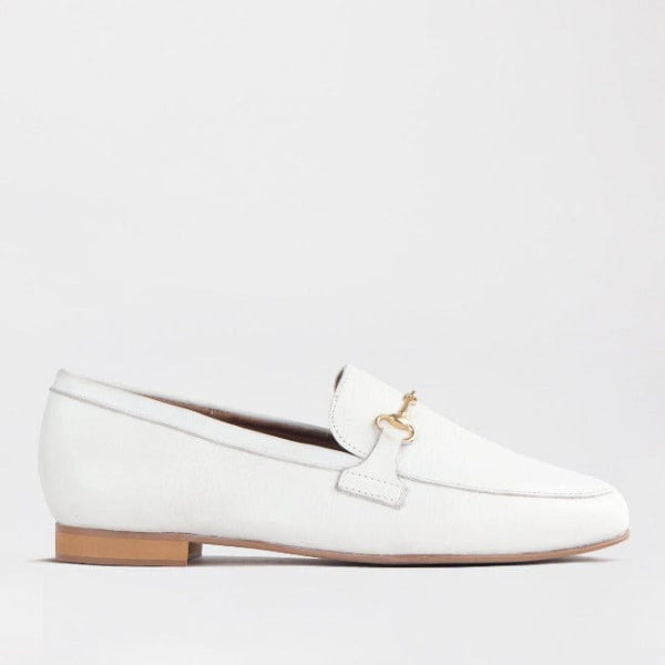 Froggie Shoes Shoes 3 / White / 12451 Loafer with Gold Trim in White - 12451