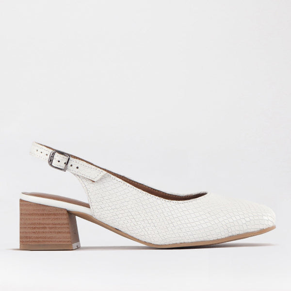 Froggie Shoes Shoes 3 / White / 12595 Block Heel Slingback in White - 12595