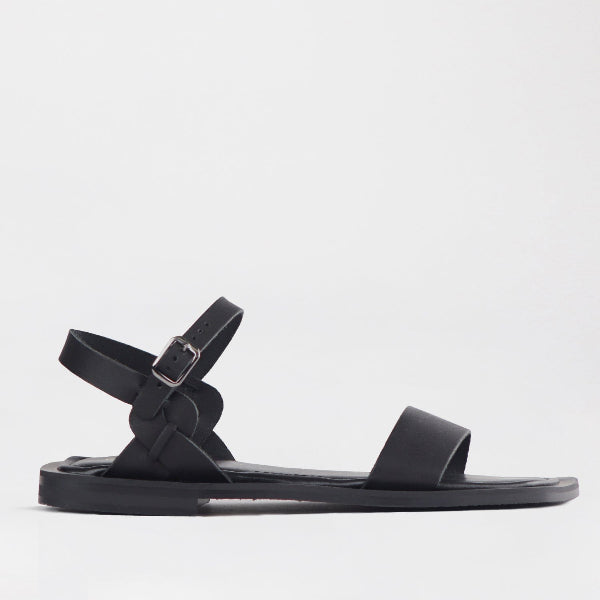 Froggie Grecian inspired Slingback Sandal in Black - 12889 - single side. 