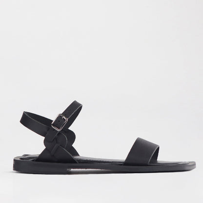 Froggie Grecian inspired Slingback Sandal in Black - 12889 - single side. 
