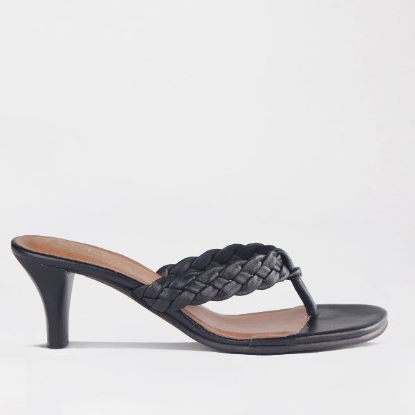 Froggie Shoes Shoes 4 / Black / 12969 Braided Mule Heeled Sandals in Black -12969