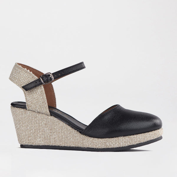 Froggie Shoes Shoes 4 / Black Multi / 10609 Slingback Wedge Sandal Black Multi - 10609