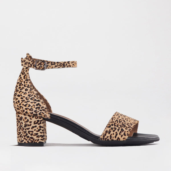 Froggie Shoes Shoes 4 / Cheetah Tan / 11879 Ankle Strap Block Heel Sandal in Cheetah Print - 11879