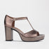 Froggie Shoes Shoes 4 / Lead Metallic / 12858 High Heel Platform T-Bar Sandal in Lead Metallic - 12858