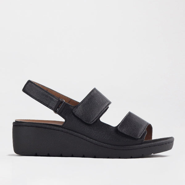 Froggie Shoes Shoes 4 / Navy / 12533 Double Band Wedge Slingback Sandal with Removable Footbed in Black - 12533